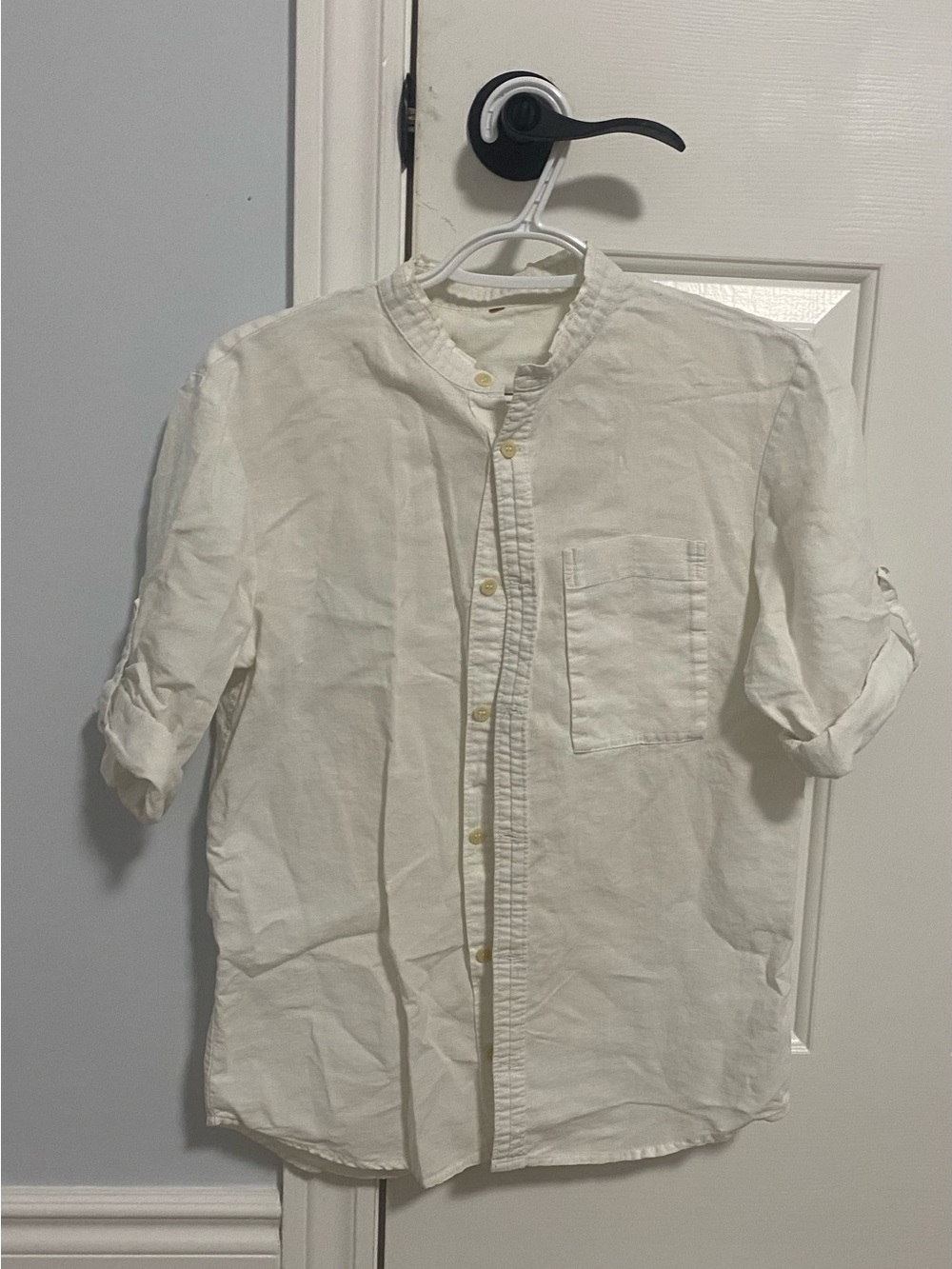 Casual Men's White Button-Down Shirt